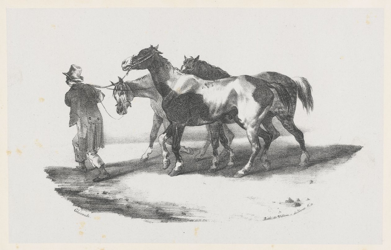 Trzy konie prowadzone do rzeźni (Three Horses Being Led to the Slaughterhouse) autorstwa Theodore Gericault