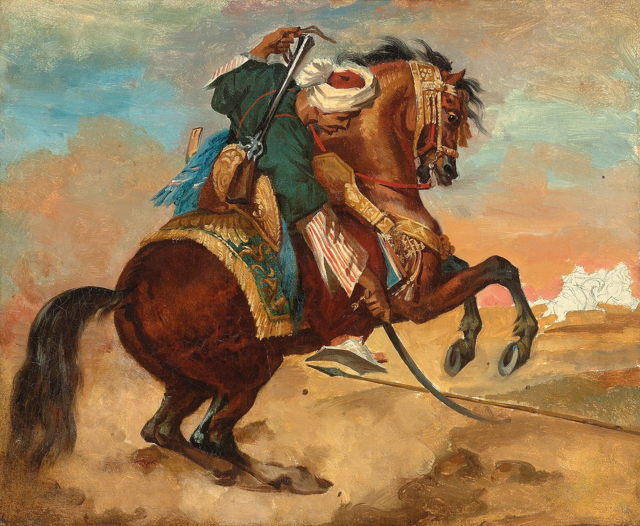 Turk dosiadany na kasztanowym koniu, ok. 1900 r. 1810 (olej na płótnie) autorstwa Theodore Gericault