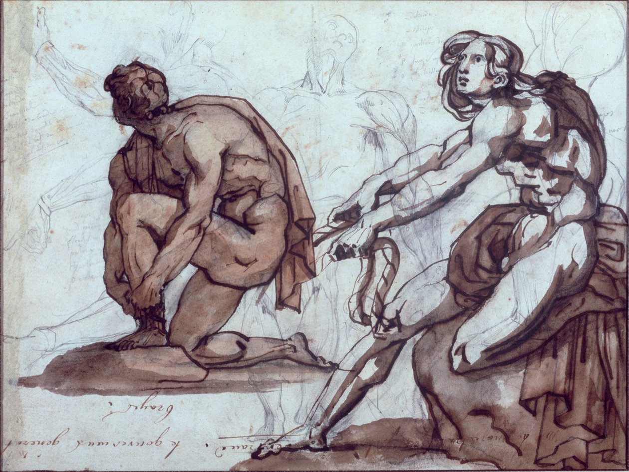 Dwie nagie postacie autorstwa Theodore Gericault