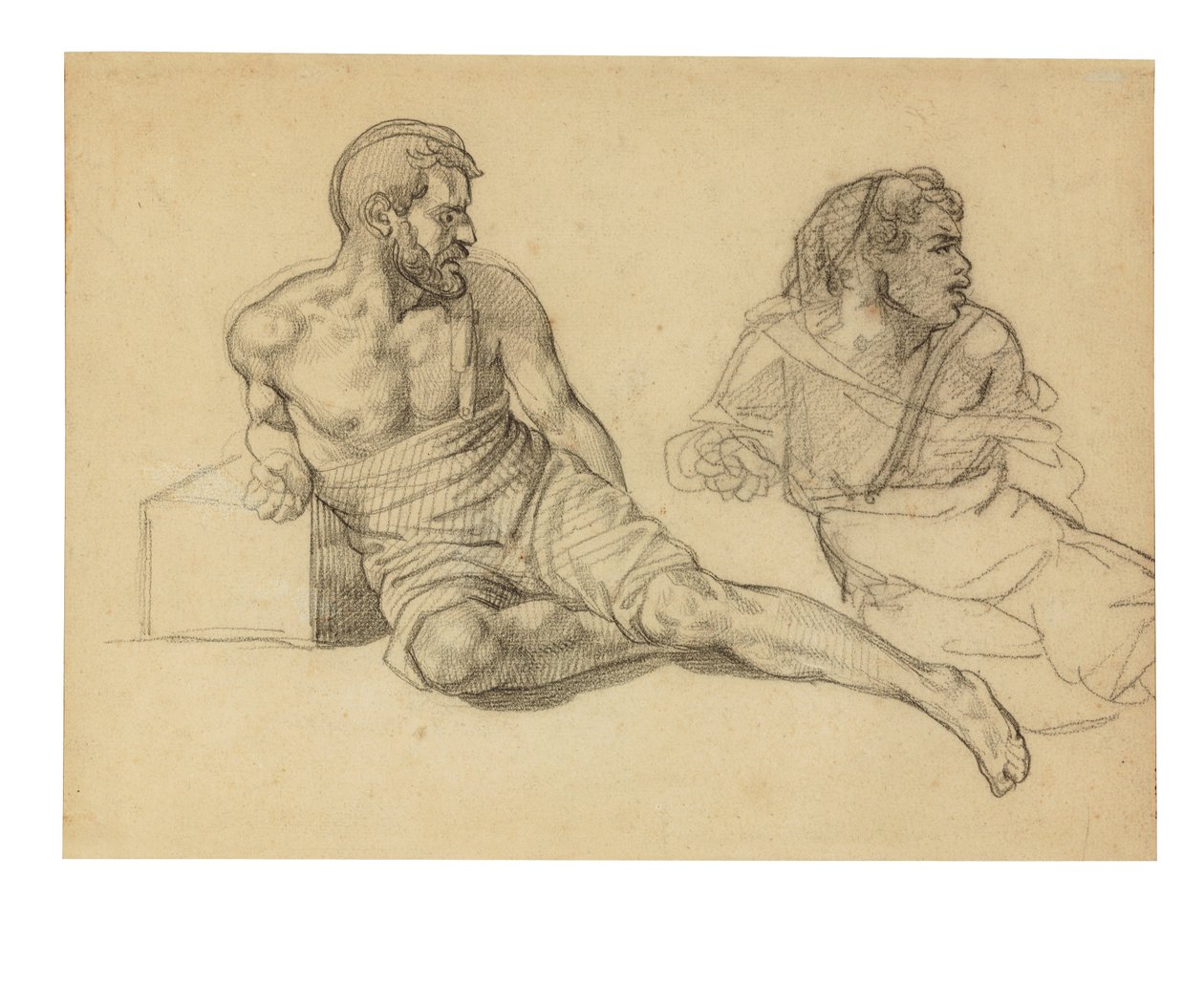 Dwa studia dla postaci siedzącej u stóp masztu autorstwa Theodore Gericault
