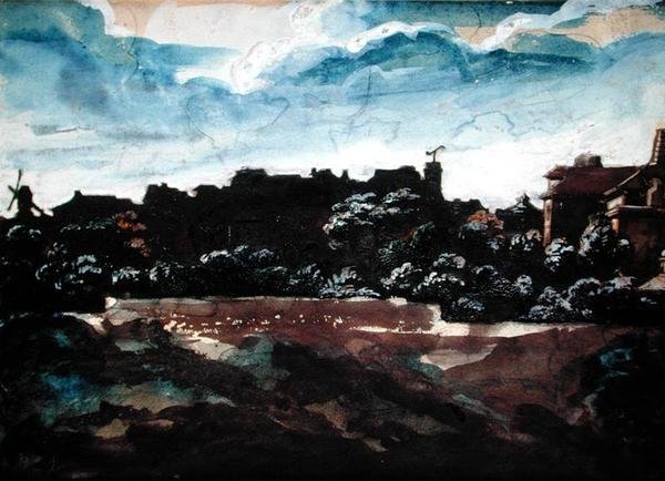 Widok na wzgórza Montmartre (akwarela) autorstwa Theodore Gericault