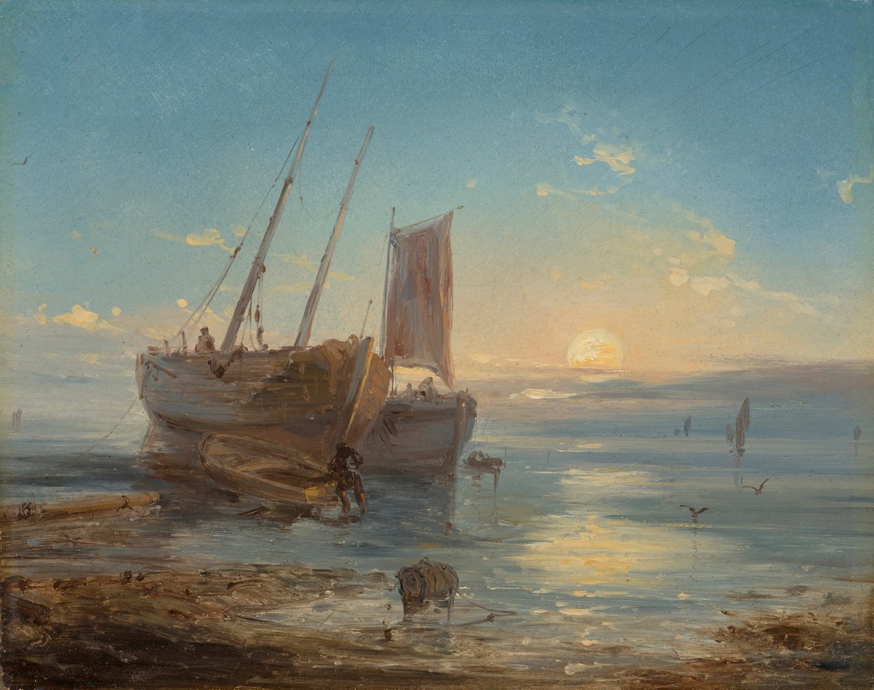 Łodzie na plaży podczas odpływu autorstwa Theodore Gudin