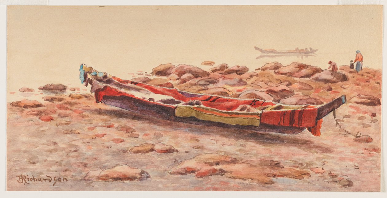 [Northwest Canoe], prawdopodobnie 1884-86 lub
1903-14 (akwarela na papierze) autorstwa Theodore J. Richardson