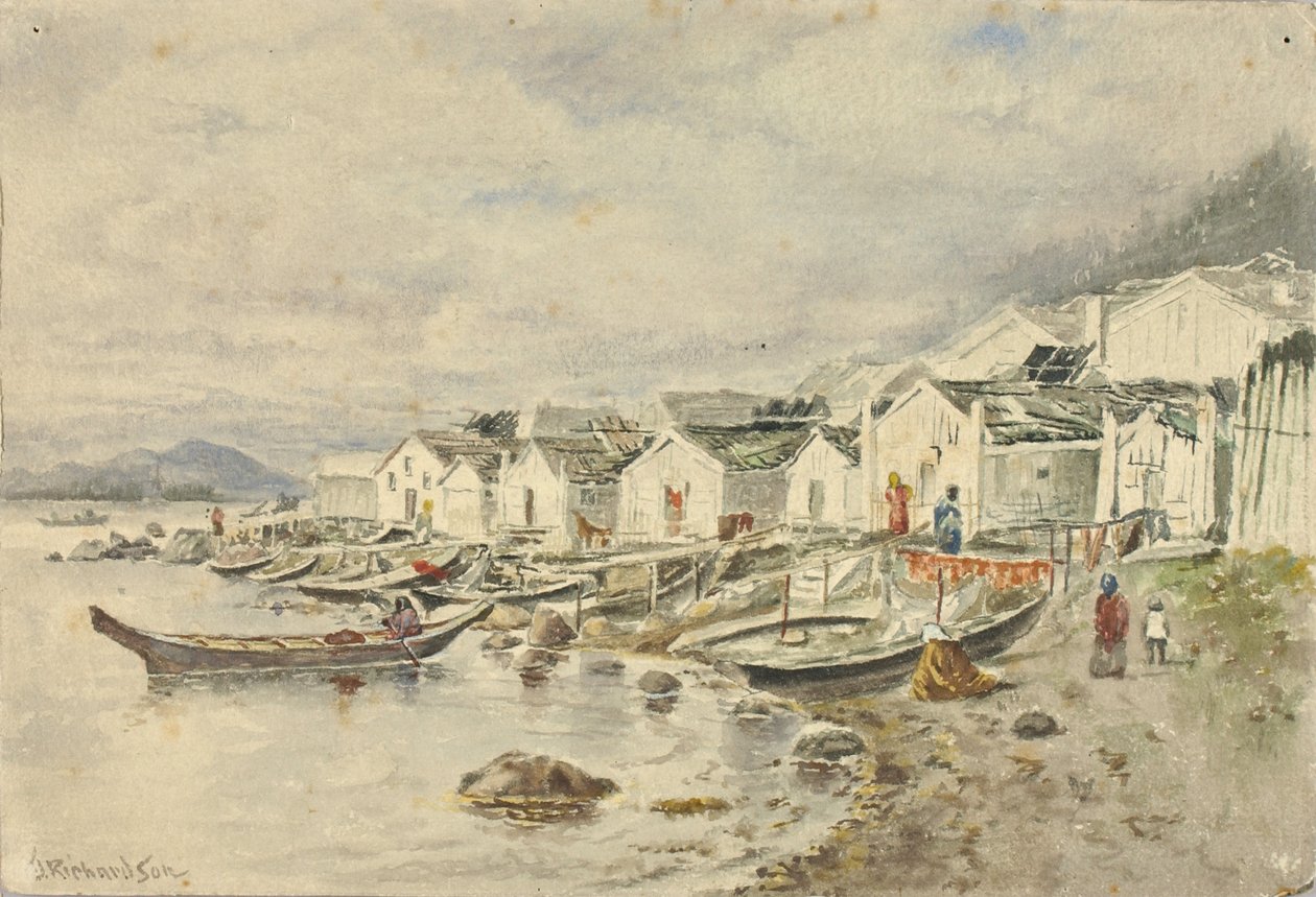 Rodzima wioska rancza, Sitka, 1884. autorstwa Theodore J. Richardson