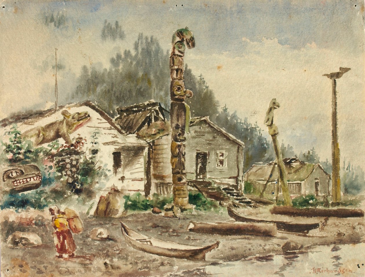 Widok Wrangla na Alasce w 1884 roku. autorstwa Theodore J. Richardson