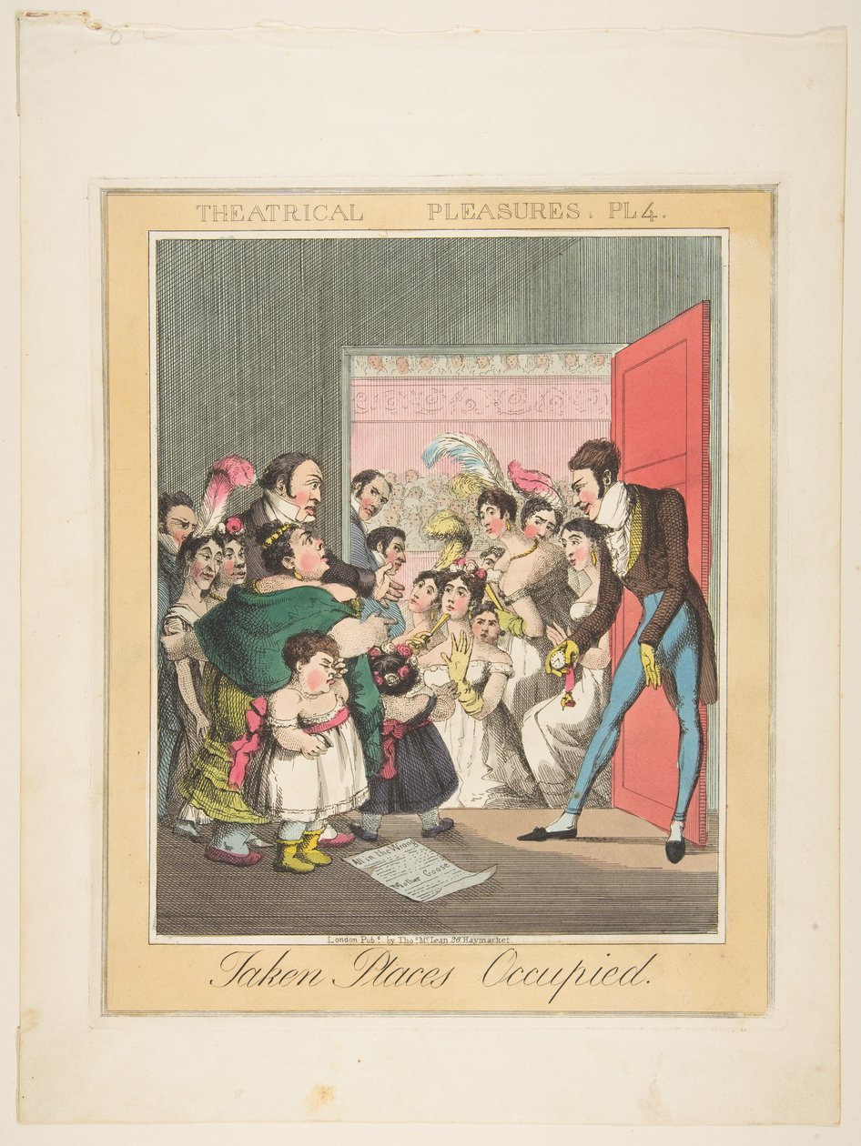 Teatralne przyjemności, płyta 4: Zajęte miejsca zajęte, ca. 1835. autorstwa Theodore Lane