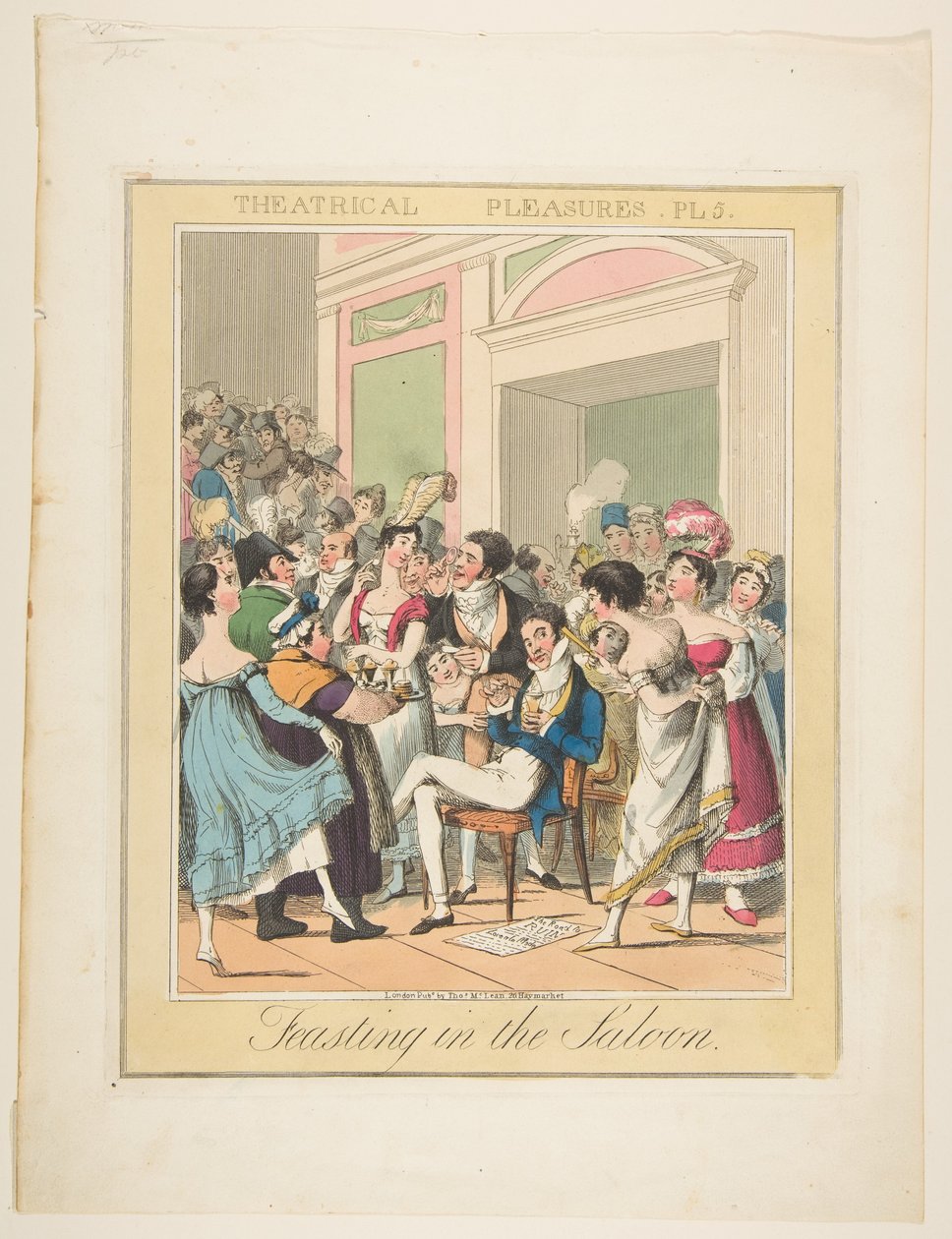 Teatralne przyjemności, płyta 5: Uczta w Sali, ok. godz. 1835. autorstwa Theodore Lane