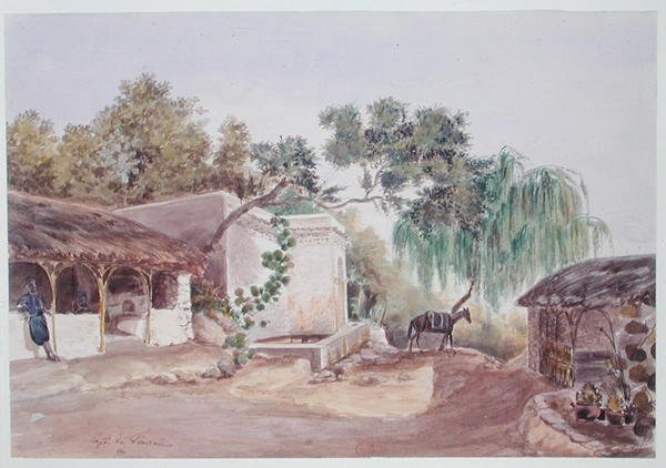 Kawiarnia w Algierze, ok.1835 (akwarela na papierze) autorstwa Theodore Leblanc