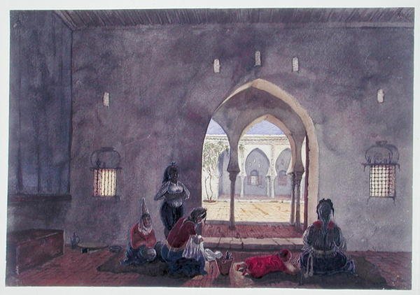 Mauretańskie wnętrze, Algier, ok. 1835 (akwarela na papierze) autorstwa Theodore Leblanc