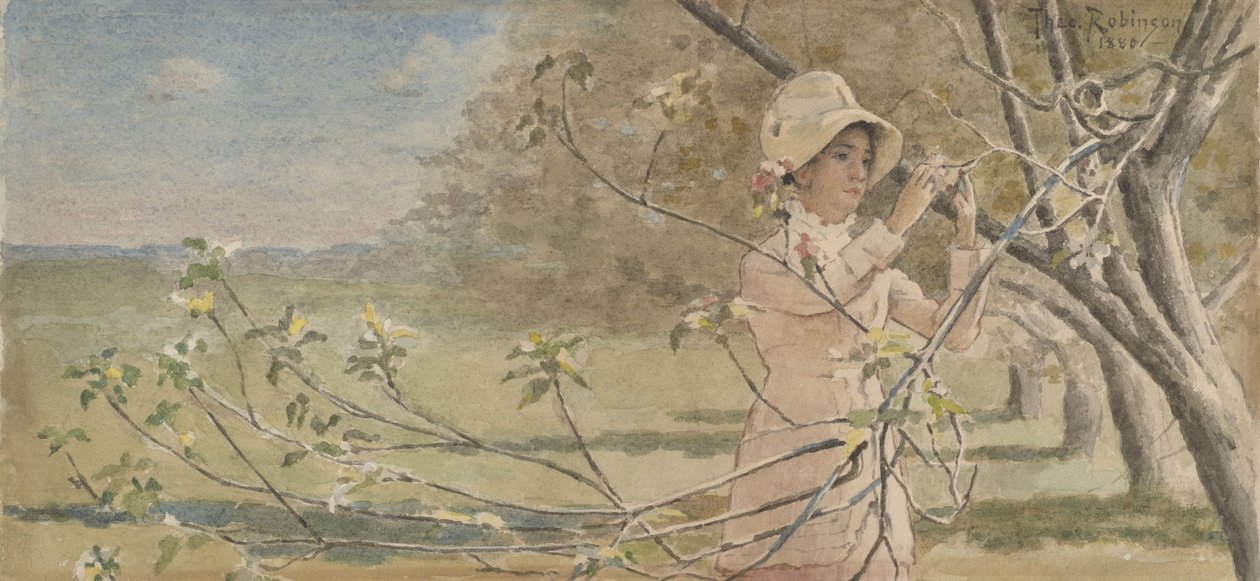 Pod zielonymi gałęziami jabłoni autorstwa Theodore Robinson