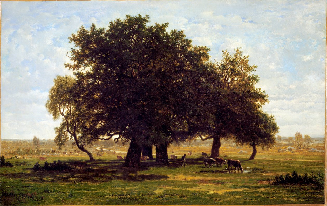 Grupa dębów, Apremont (olej na płótnie) autorstwa Pierre Etienne Theodore Rousseau