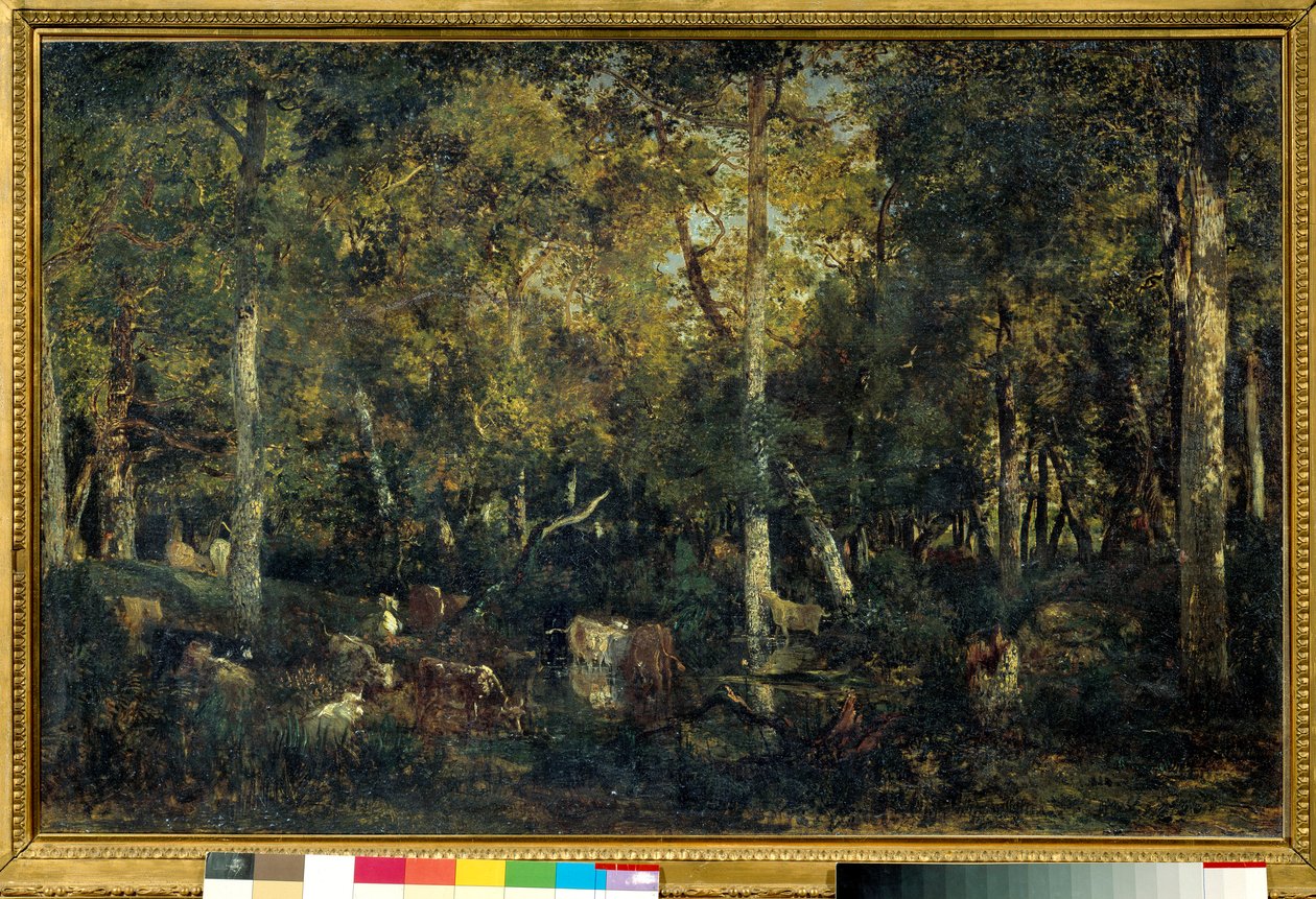 Drewniane wnętrze zwane Starą Bursą Bas-Breau (las Fontainebleau) Obraz Theodore Rousseau (1812-1887) 1836 nd. 0,65x1,03 m Paryż, Muzeum Orsay autorstwa Pierre Etienne Theodore Rousseau