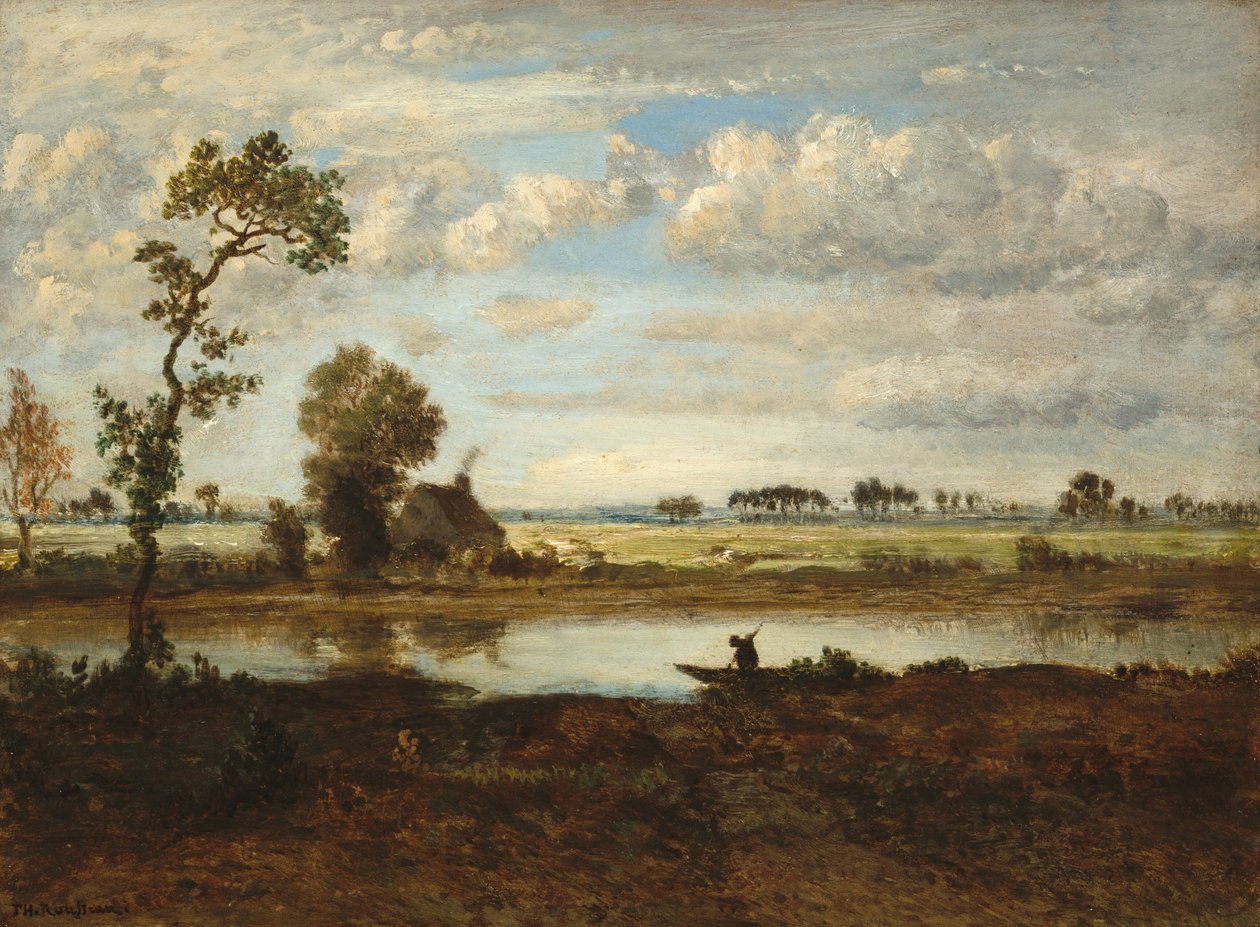 Pejzaż z wioślarzem, ok. 1930 r. 1860. autorstwa Theodore Rousseau