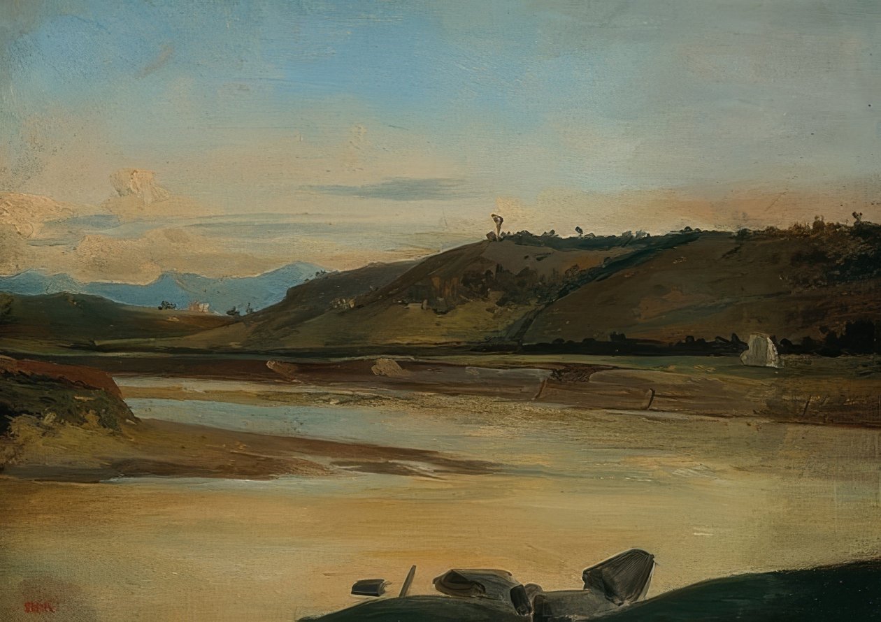 Krajobraz z rzeką. Około 1834/35 r. autorstwa Pierre Etienne Theodore Rousseau