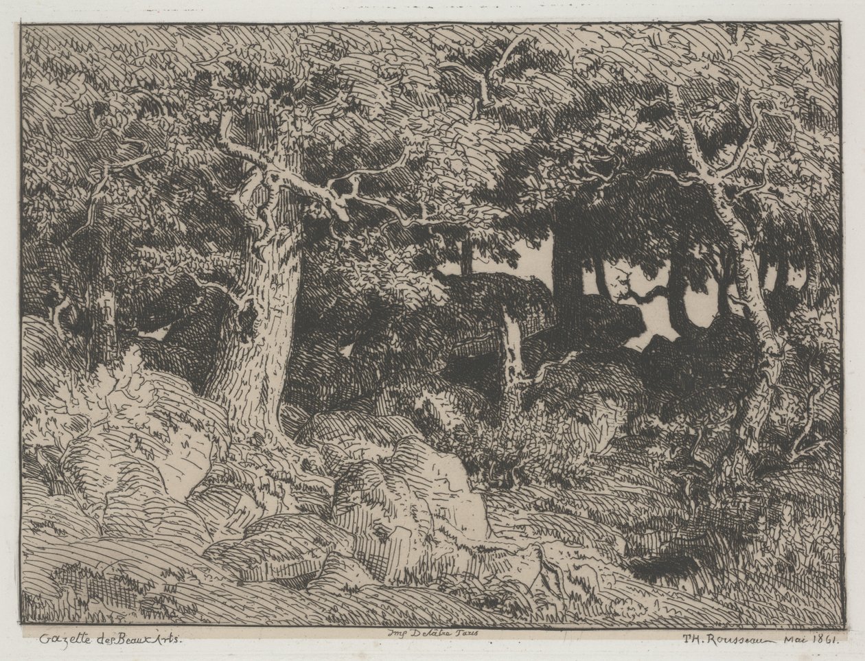 Dęby i skały autorstwa Pierre Etienne Theodore Rousseau