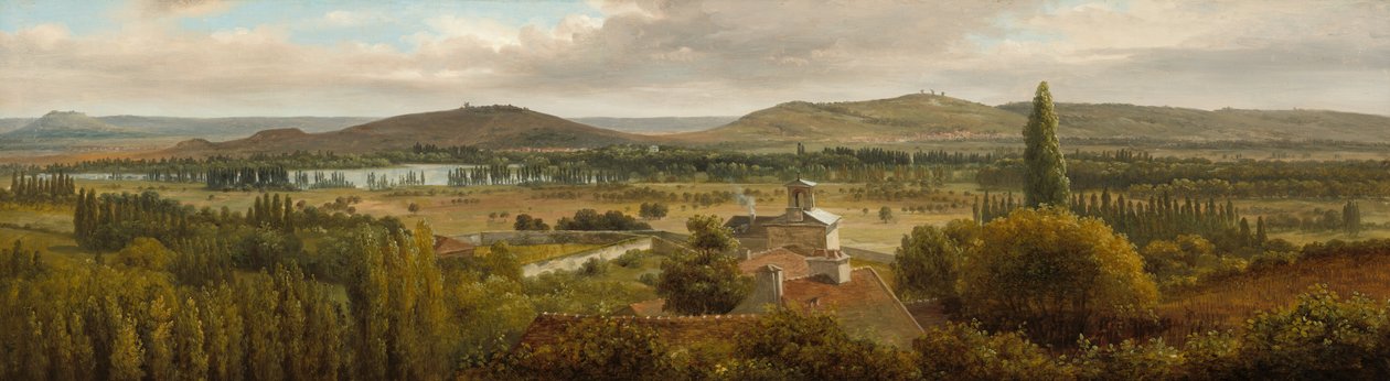 Panoramiczny krajobraz w pobliżu rzeki Mozeli autorstwa Theodore Rousseau