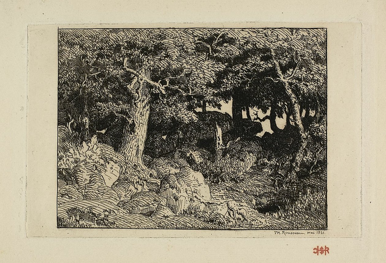 Skalne dęby autorstwa Theodore Rousseau