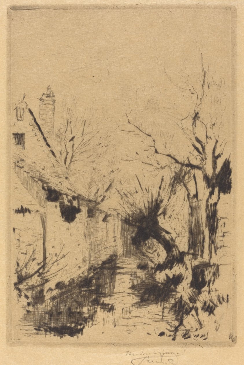 Mały strumyk zimą, Wiltshire autorstwa Theodore Roussel