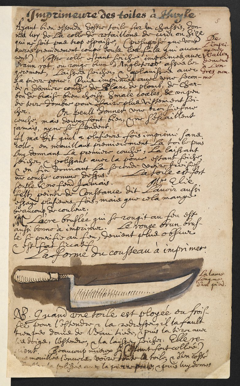Nóż gruntujący (ilustracja) autorstwa Theodore Turquet de Mayerne
