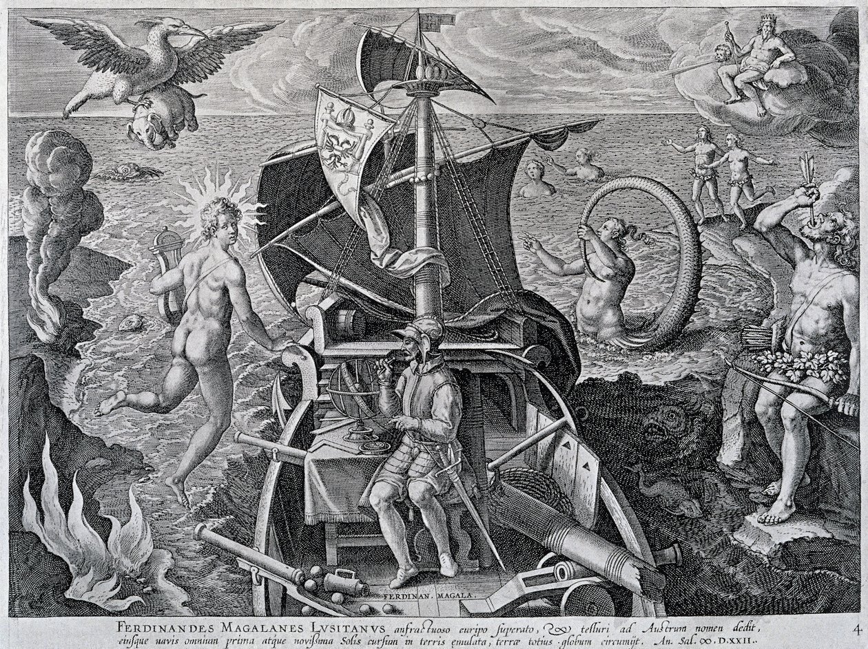 Alegoria o podróżach Ferdynanda Magellana (1480-1521), autorstwa Theodora de Bry (1528-1598) autorstwa Theodore de Bry