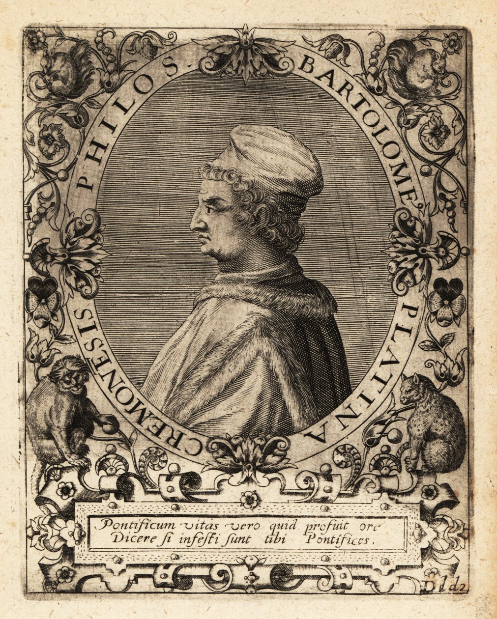 Bartolomeo Sacchi, włoski pisarz renesansowy. autorstwa Theodore de Bry
