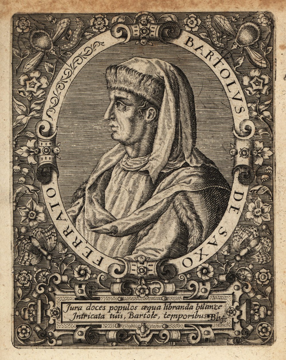 Bartolome de Saxoferrato, włoski profesor prawa. autorstwa Theodore de Bry