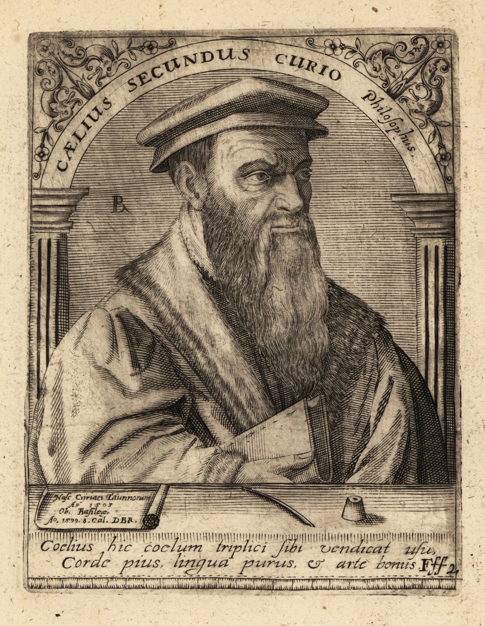 Caelius Secondo Curione, włoski humanista. autorstwa Theodore de Bry