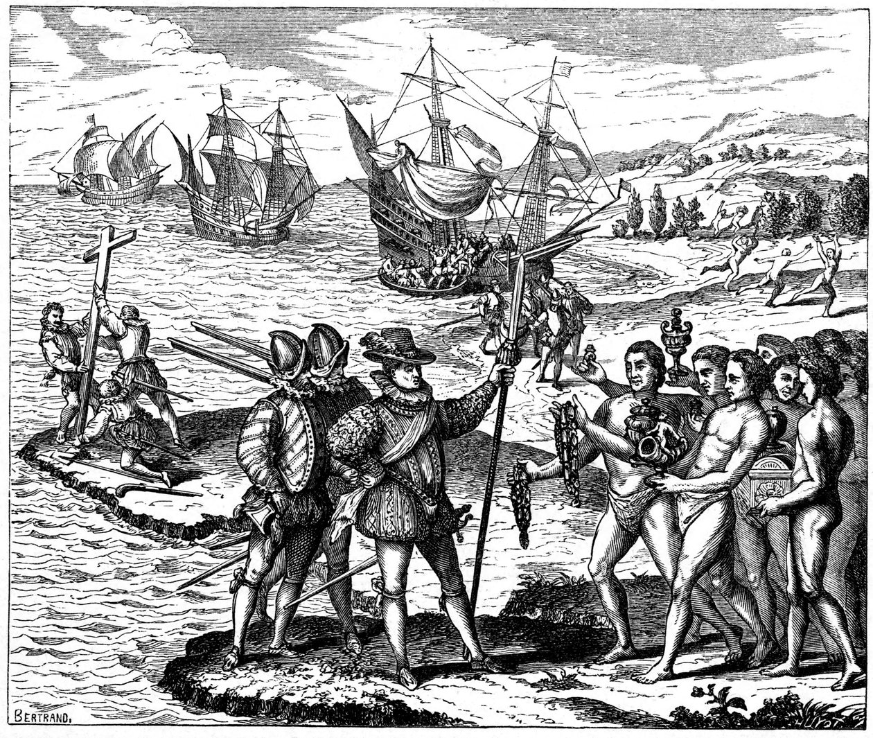 Krzysztof Kolumb, genueński odkrywca, odkrywa Amerykę, 12 maja 1492 1590 autorstwa Theodore de Bry