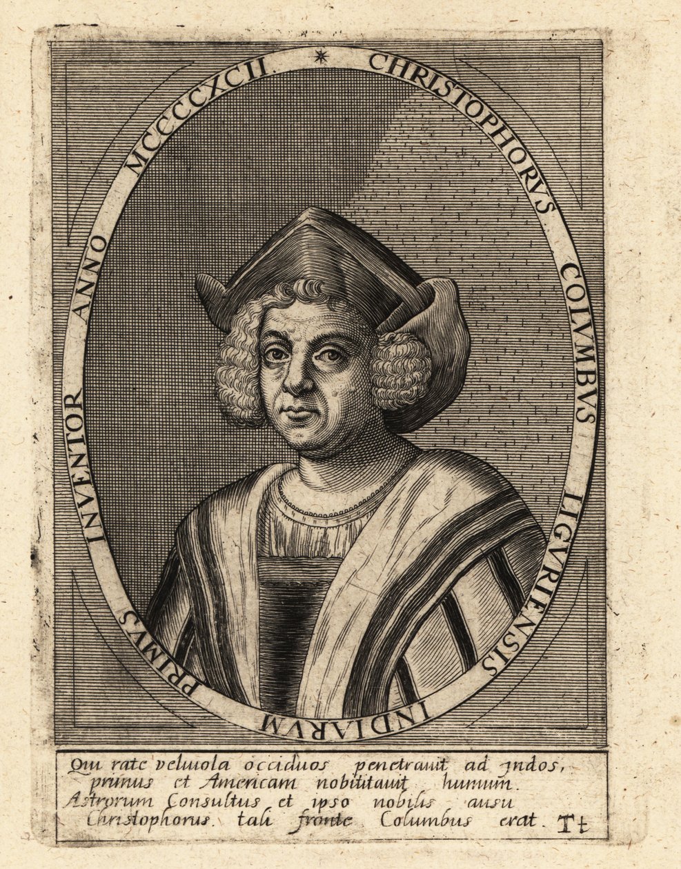 Krzysztof Kolumb, włoski odkrywca i kolonizator autorstwa Theodore de Bry