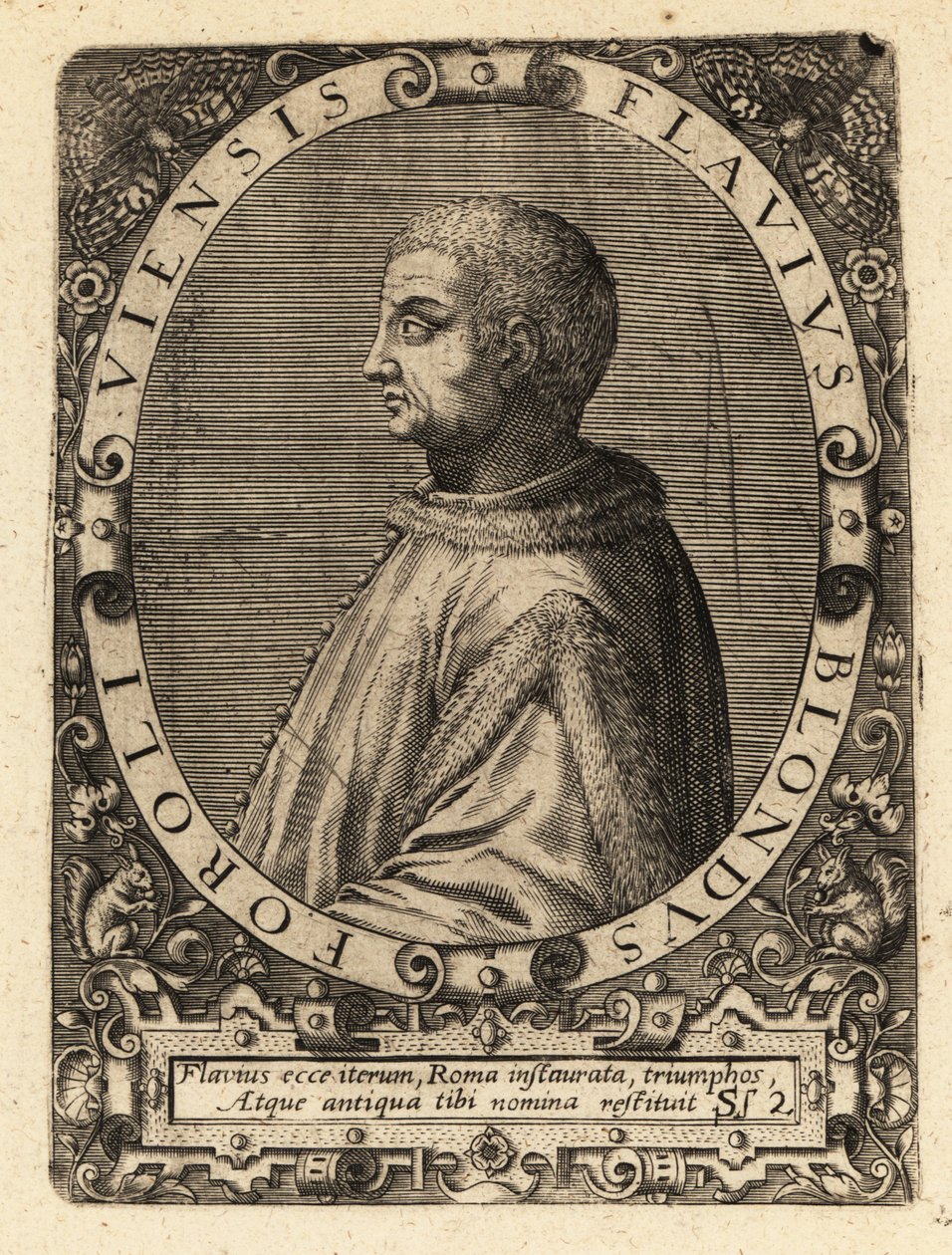Flavio Biondo, włoski historyk autorstwa Theodore de Bry