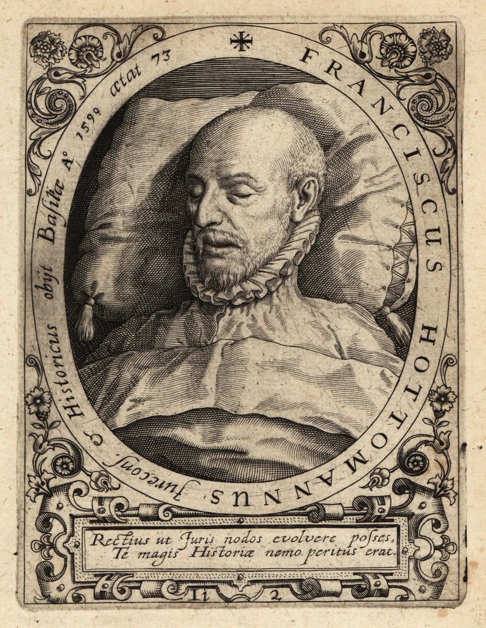 Francois Hotman na łożu śmierci autorstwa Theodore de Bry