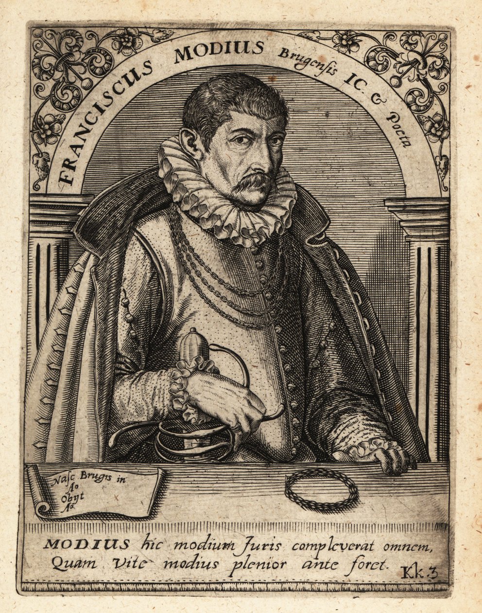 Francois Modius, flamandzki prawnik i humanista autorstwa Theodore de Bry