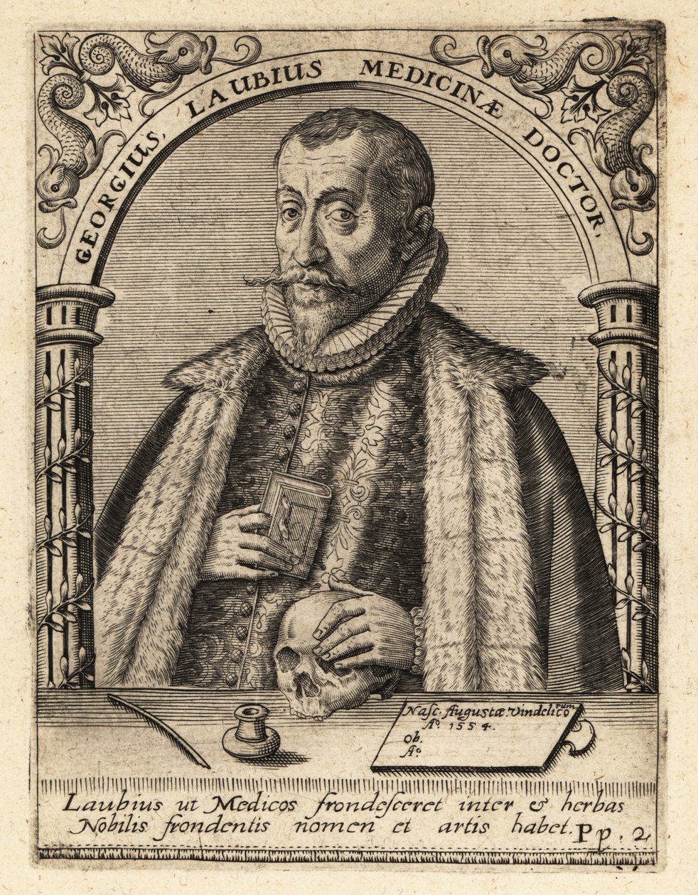 Georg Laube, niemiecki lekarz z Augsburga autorstwa Theodore de Bry