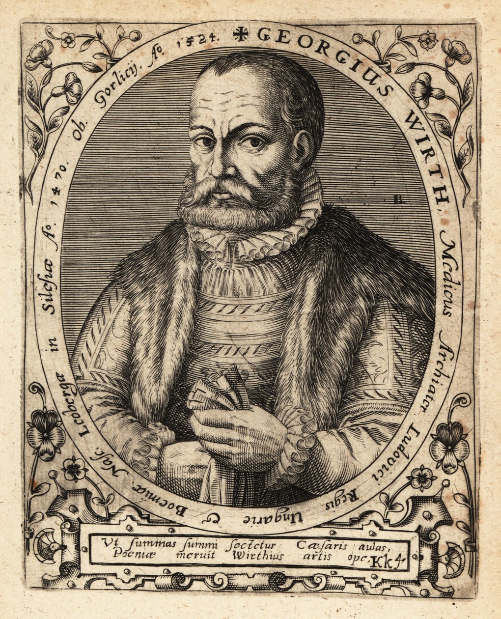 George Wirth, niemiecki lekarz, urodzony w Gorlicach 1424. autorstwa Theodore de Bry