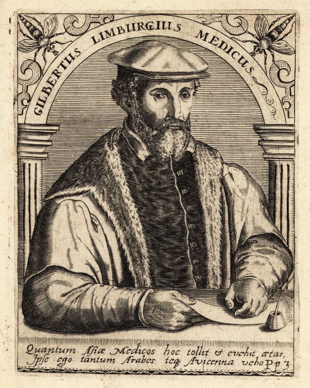 Gilbert Fusch z Limburga, holenderski lekarz, 1504-1567. autorstwa Theodore de Bry