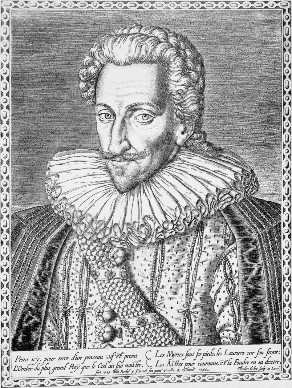 Henryk IV Francji jako król Nawarry, 1589 autorstwa Theodore de Bry
