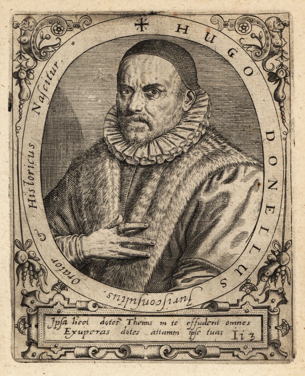 Hugues Doneau, francuski profesor prawa. autorstwa Theodore de Bry
