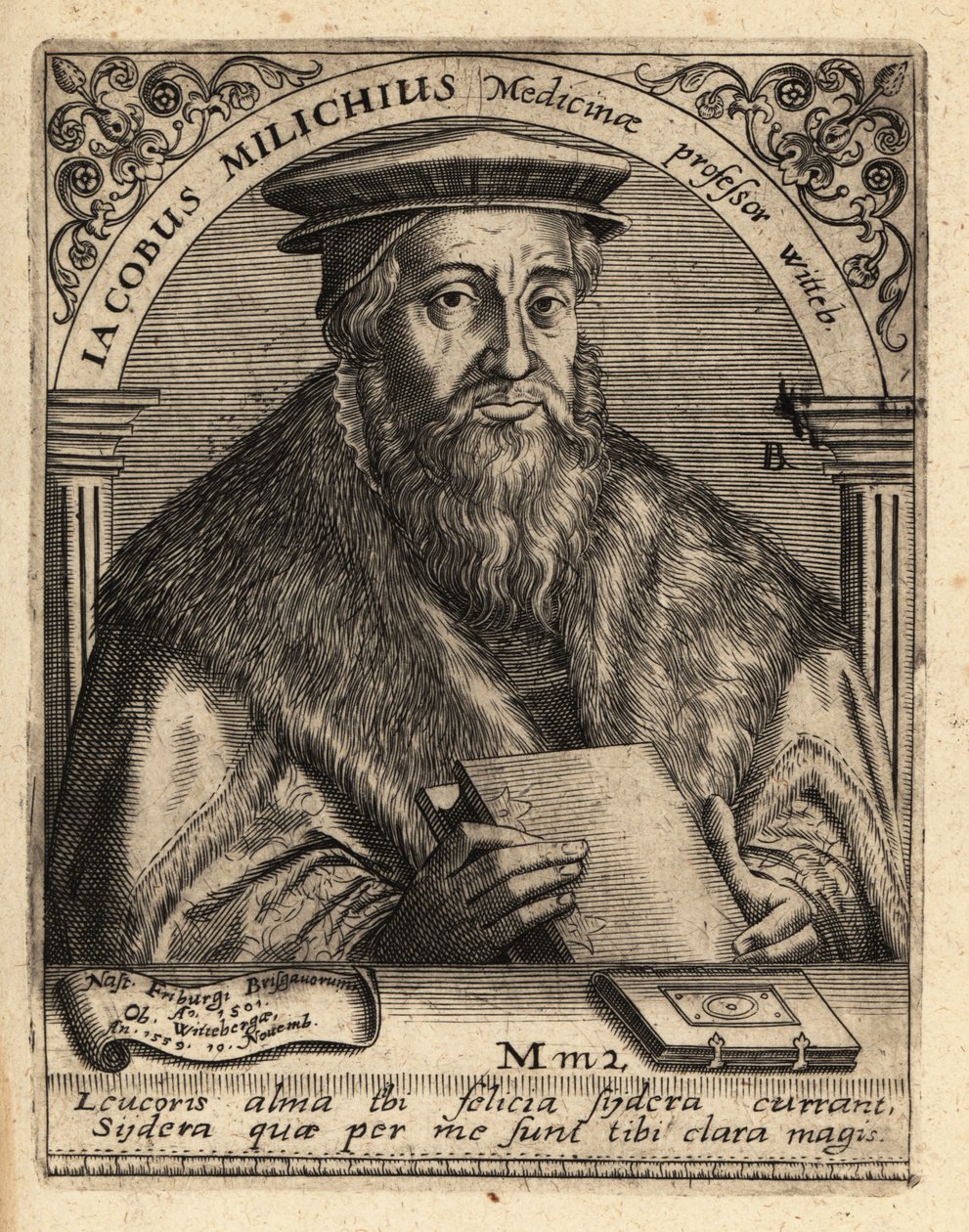 Jacob Milich, niemiecki astronom autorstwa Theodore de Bry