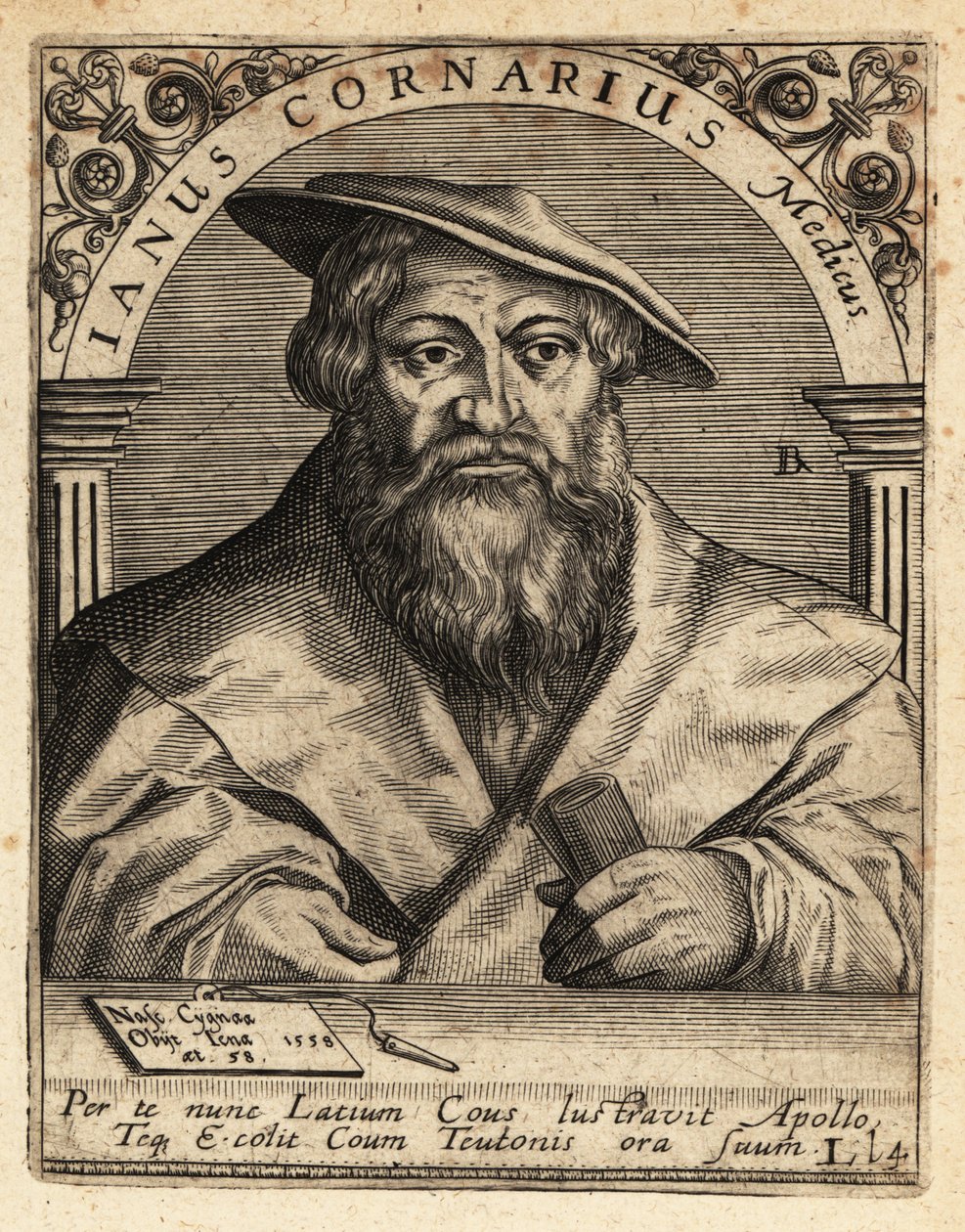 Janus Cornarius, humanista saski, ok. 1500-1558. autorstwa Theodore de Bry