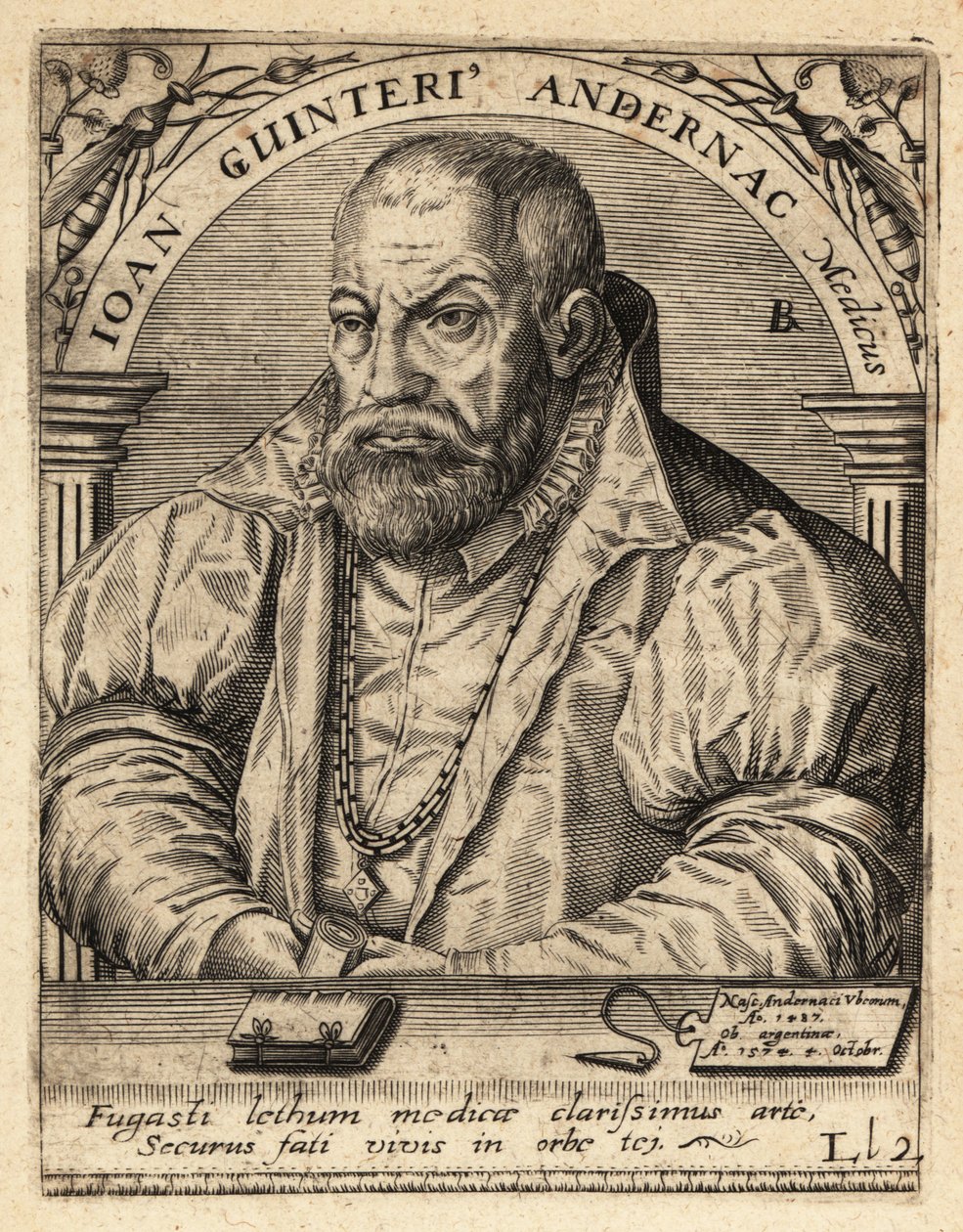 Johann Winter von Andernach, niemiecki lekarz autorstwa Theodore de Bry