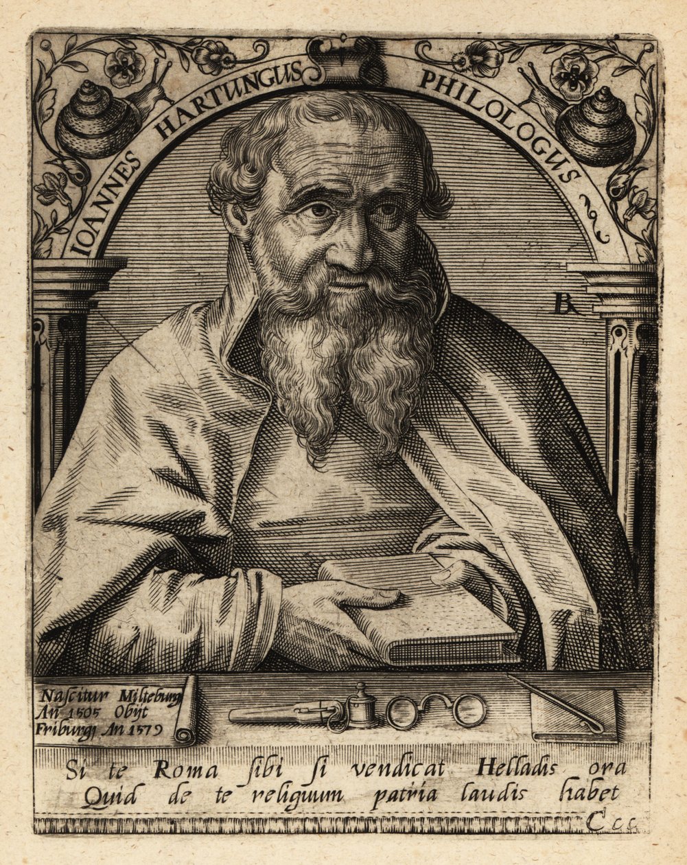 Johannes Hartung, niemiecki graecista i hebraista autorstwa Theodore de Bry