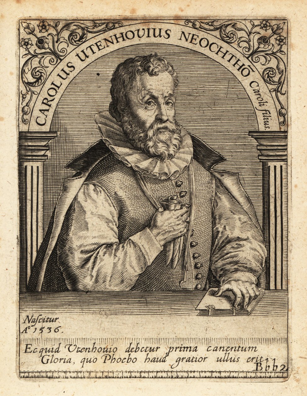 Karl von Utenhove, flamandzki uczony i poeta. autorstwa Theodore de Bry