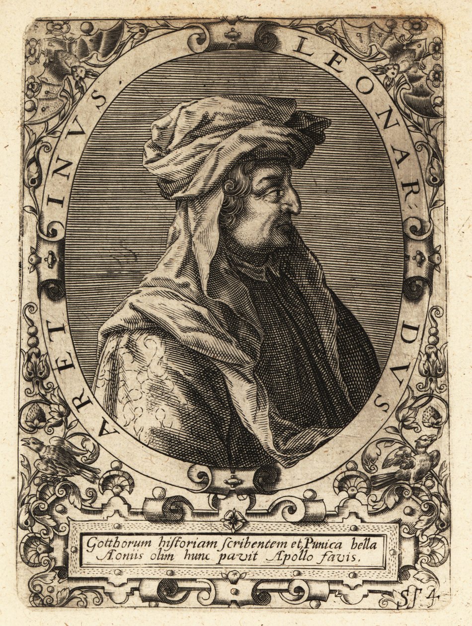 Leonardo Bruni, włoski humanista, historyk i mąż stanu. autorstwa Theodore de Bry
