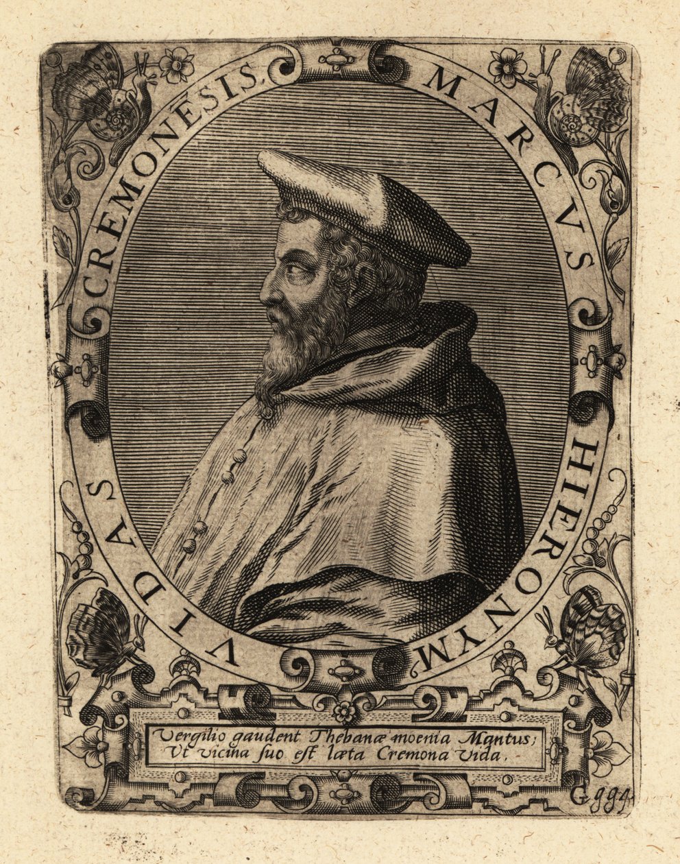 Marco Girolamo Vida, włoski humanista. autorstwa Theodore de Bry