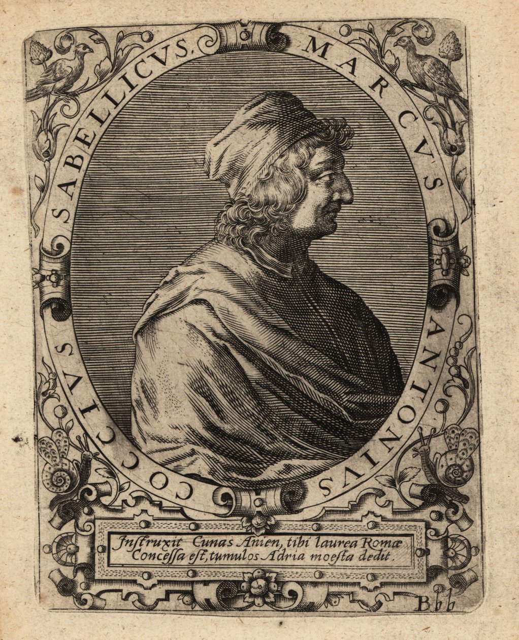 Marcus Antonius Coccius Sabellicus, włoski uczony. autorstwa Theodore de Bry