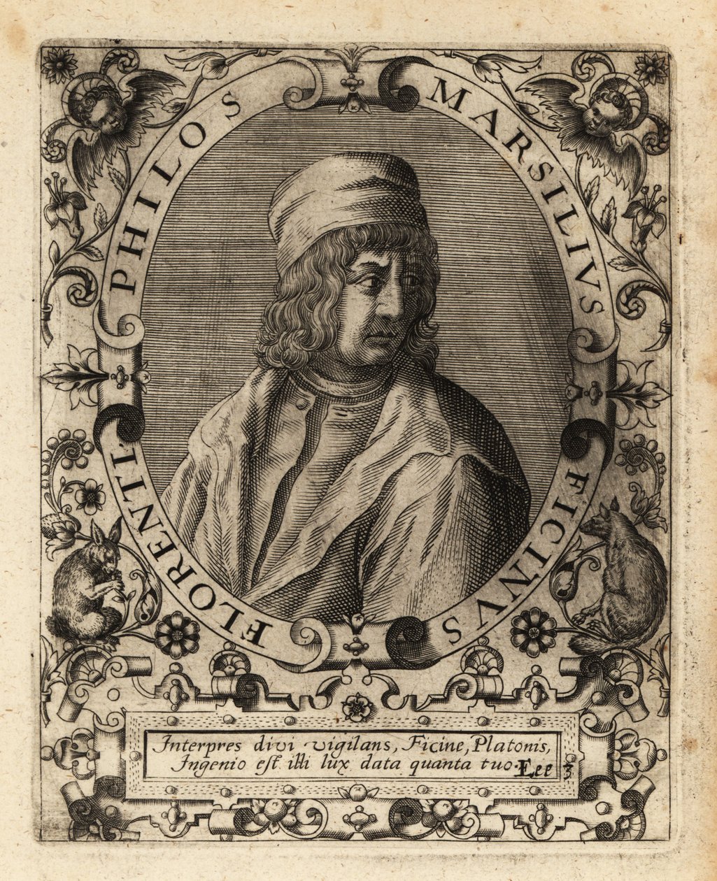 Marsilio Ficino, włoski uczony. autorstwa Theodore de Bry