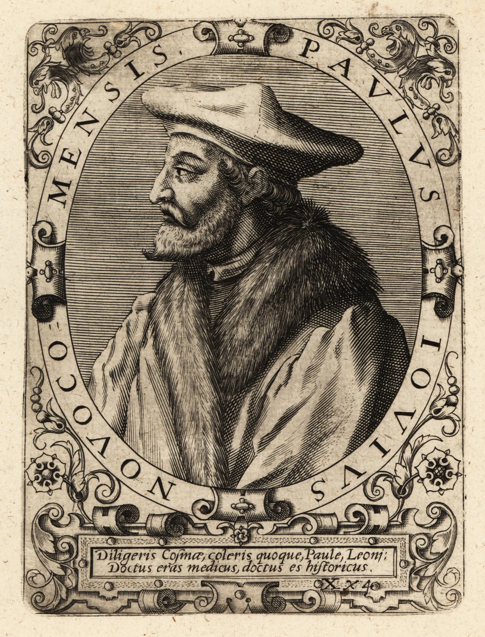 Paolo Giovio, włoski lekarz. autorstwa Theodore de Bry