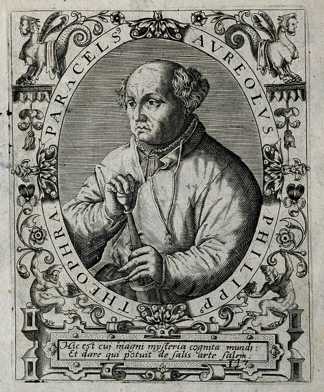 Filipus Theophrastus Aureolus Bombastus von Hohenheim Paracelsus, 1645. autorstwa Theodore de Bry