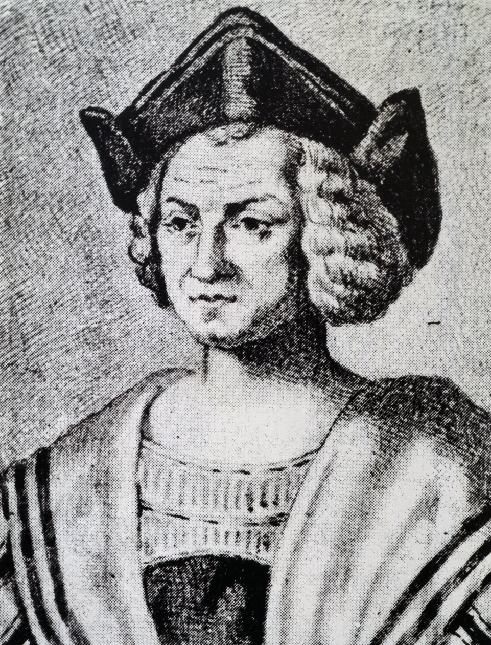 Кристофер Колумбын хөрөг (1451-1506), сийлбэр Теодор де Бри (1528-1598)поли autorstwa Theodore de Bry