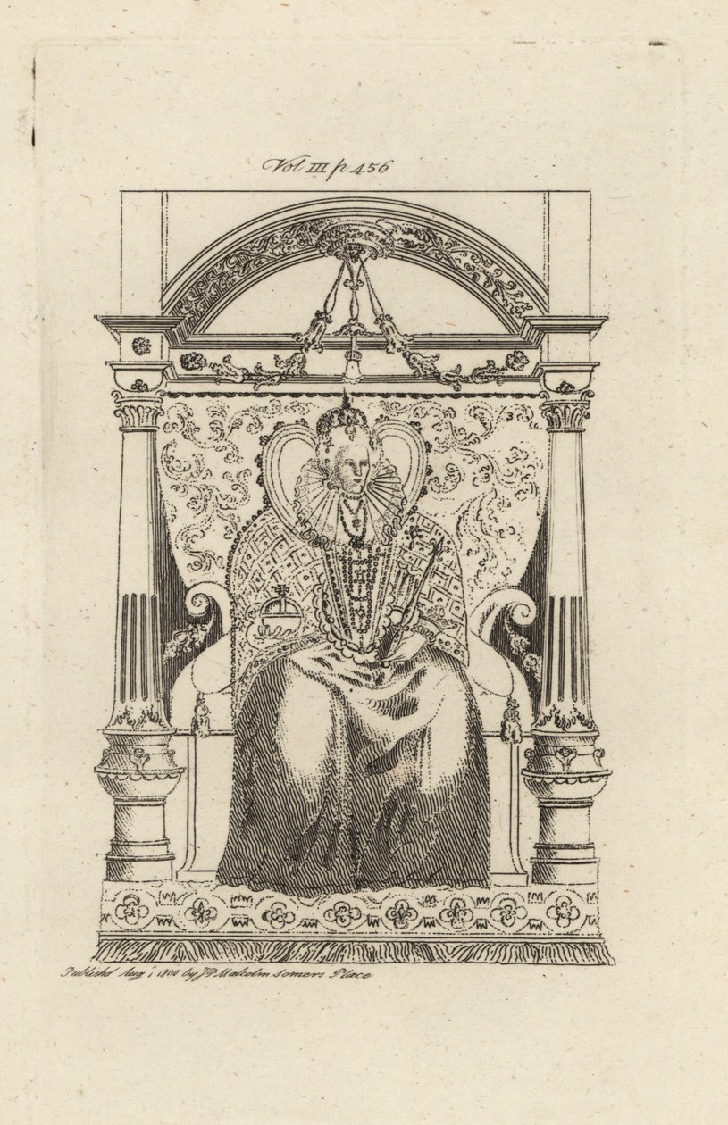 Królowa Elżbieta I z Anglii z witrażu. autorstwa Theodore de Bry